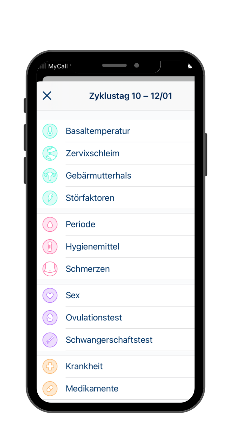 Symptome in dere OVY App festhalten