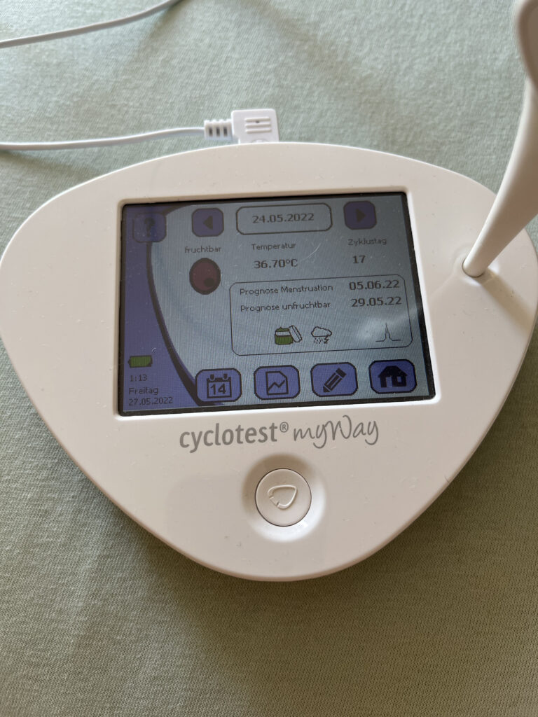 Der myWay Zykluscomputer mit Temperatur-Messfühler von Cyclotest